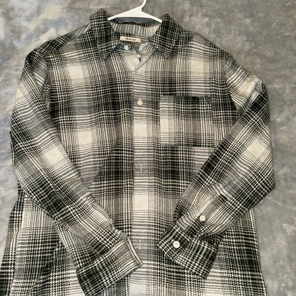 Madewell Green and White Casual Button Down Shirt